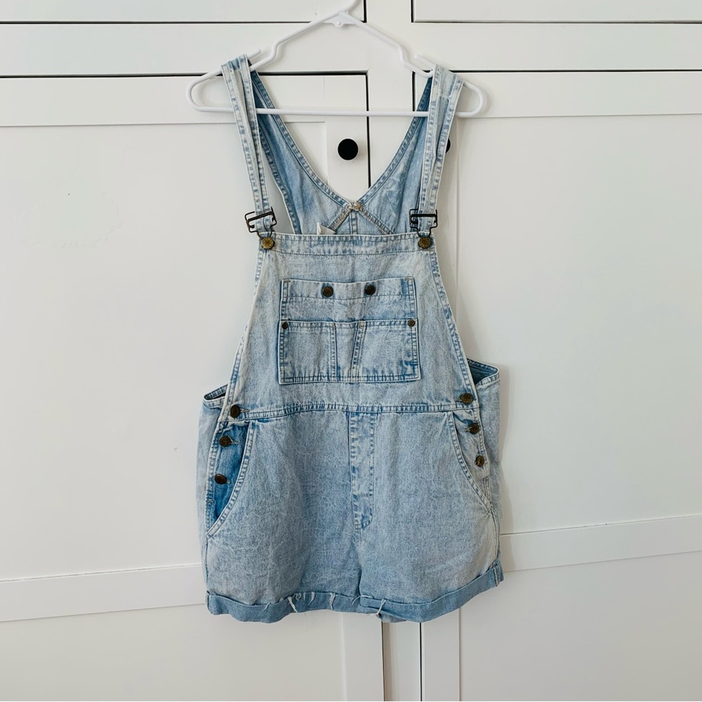 Stuffed Shirt Blue Denim Short Overalls Size Large